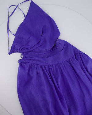 Zimmermann Blue Linen Strap Midi Dress Size OP (UK 6P)