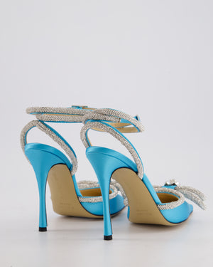 Mach & Mach Blue Double Bow Satin Crystal Heels Size EU 36 RRP £850