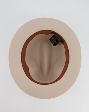 Loro Piana Beige Cashmere Mirabel Panama Hat with Gold Chain Detail RRP £900