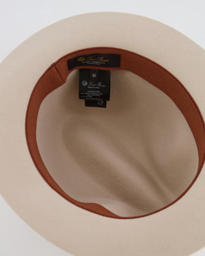 Loro Piana Beige Cashmere Mirabel Panama Hat with Gold Chain Detail RRP £900