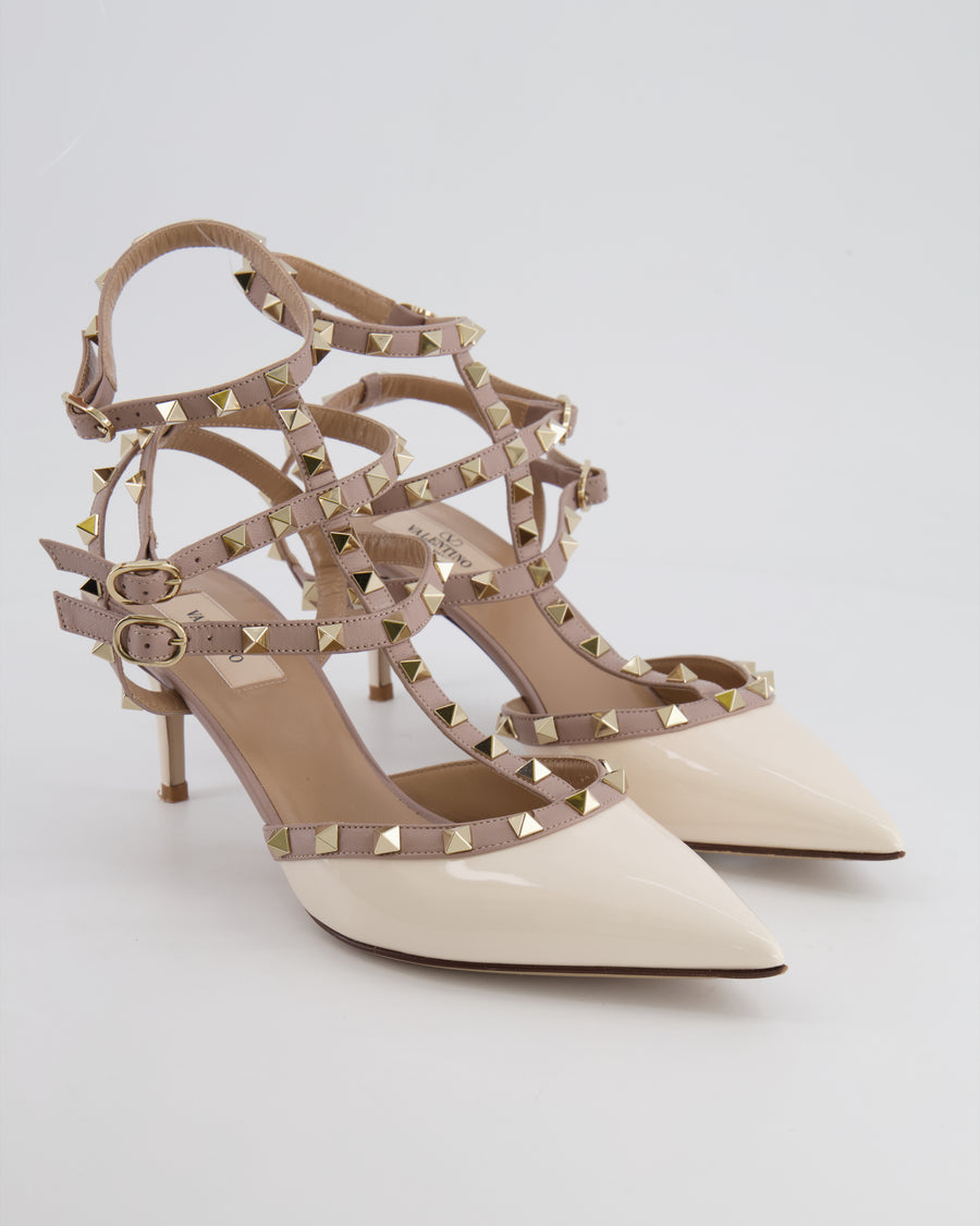 Valentino Ivory Patent Leather Rockstud Caged Pumps Size EU 41 RRP £890