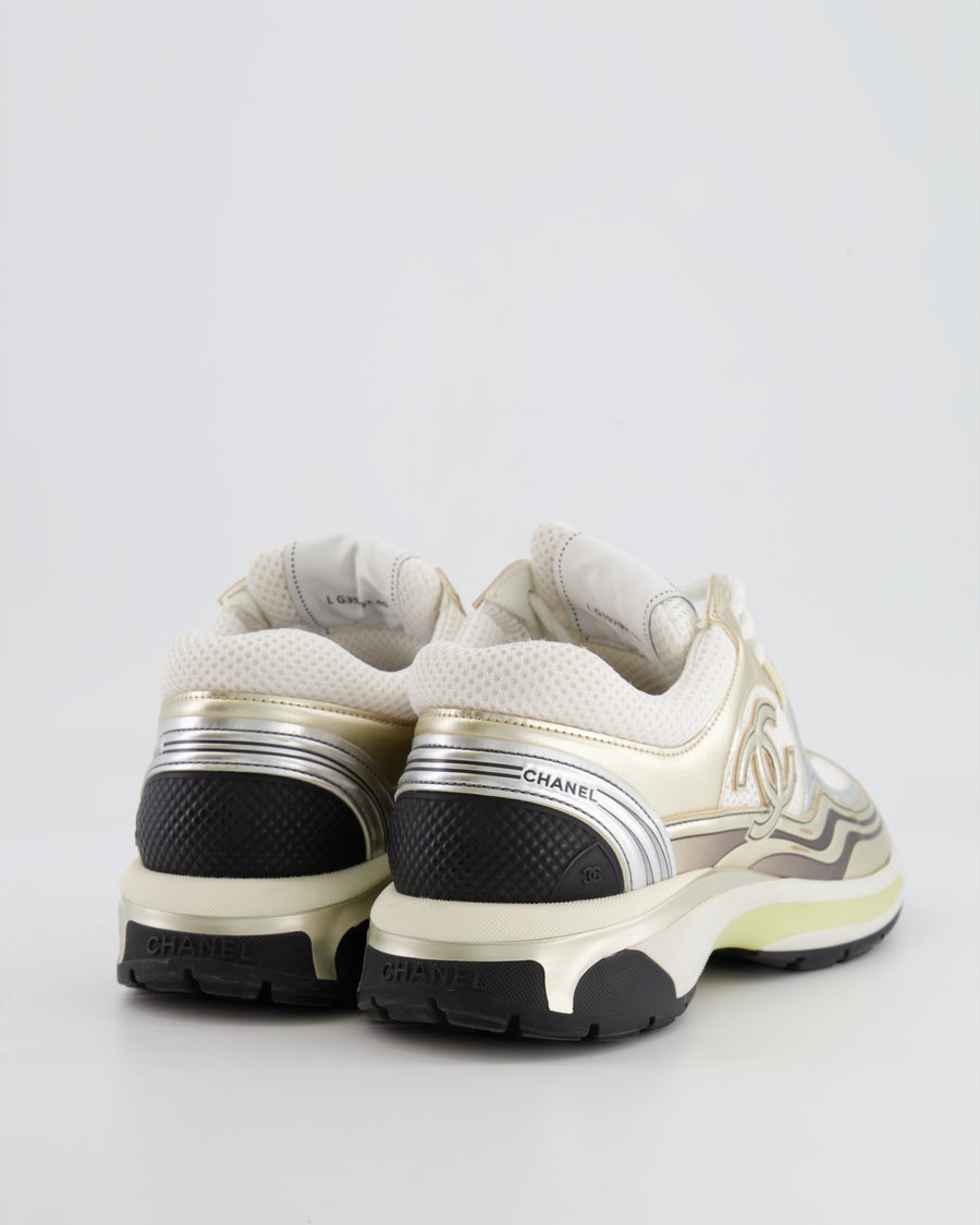 *HOT* Chanel White, Gold and Silver Trainers with CC Logo Size EU 40