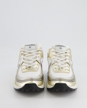 *HOT* Chanel White, Gold and Silver Trainers with CC Logo Size EU 40