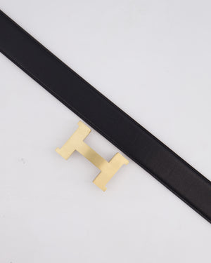 Hermès Reversible H Buckle Belt in Black Box and Gold Togo Leather with Brushed Gold Hardware Size 85cm RRP £780