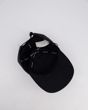 Celine Black Baseball Cap in Cotton with White Logo Detail Size S