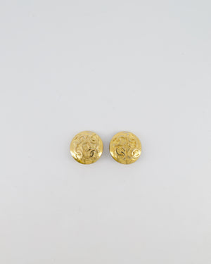 Chanel Vintage Gold Round Clip-On Earrings with CC Logos