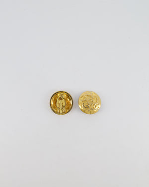 Chanel Vintage Gold Round Clip-On Earrings with CC Logos