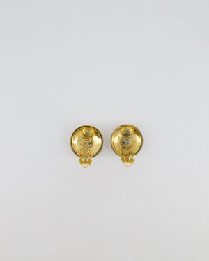 Chanel Vintage Gold Round Clip-On Earrings with CC Logos