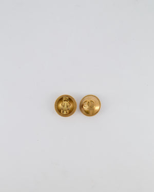 Chanel 94A Vintage Dark Gold Round Clip-On Earrings with Gold CC Logo
