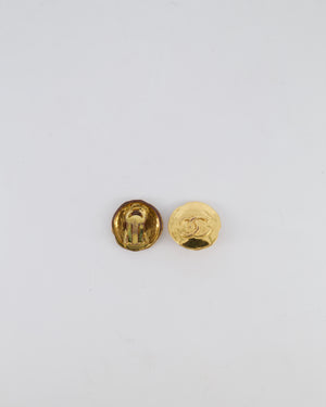 Chanel 93P Vintage Shiny Gold Round Clip-On Earrings with Gold CC Logo