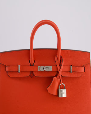 *HOT* Hermès Birkin 25 Sellier Bag in Capucine Epsom Leather with Palladium Hardware