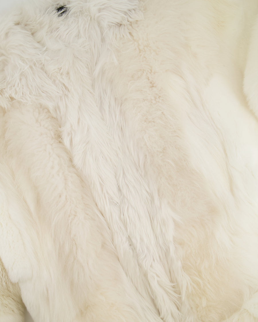 Dolce and Gabbana White Layered Fur Coat Size IT 44 (UK 12)
