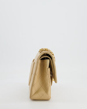 Chanel Vintage Beige Classic Medium Double Flap Bag in Lambskin Leather with 24k Gold Hardware