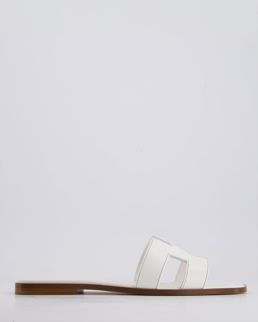 Hermès White Oran Sandals Box Calfskin Leather Size EU 41