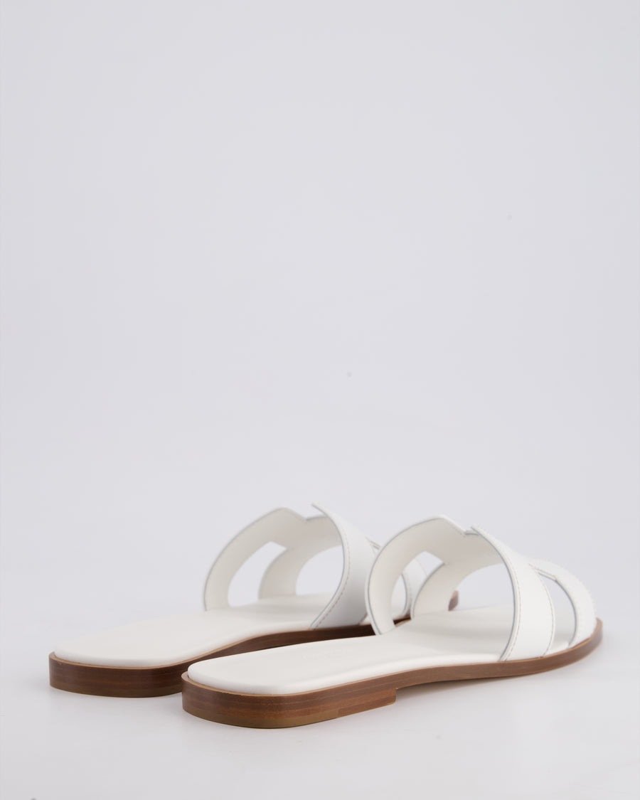 Hermès White Oran Sandals Box Calfskin Leather Size EU 41