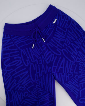 Chanel 21N Electric Blue Cashmere Jogging Bottom with Logo Detail Size FR 44 (UK 14) RRP £2,370
