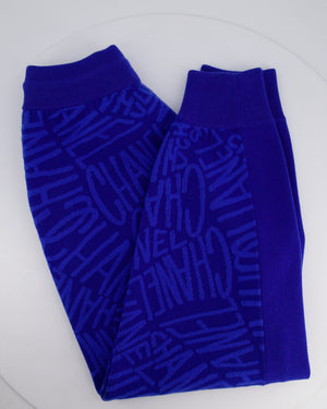 Chanel 21N Electric Blue Cashmere Jogging Bottom with Logo Detail Size FR 44 (UK 14) RRP £2,370