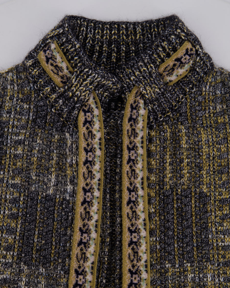 Chanel 16A Metallic Silver & Gold Tweed Cape with Gold Button Detail Size FR 34/36 (UK 6/8)