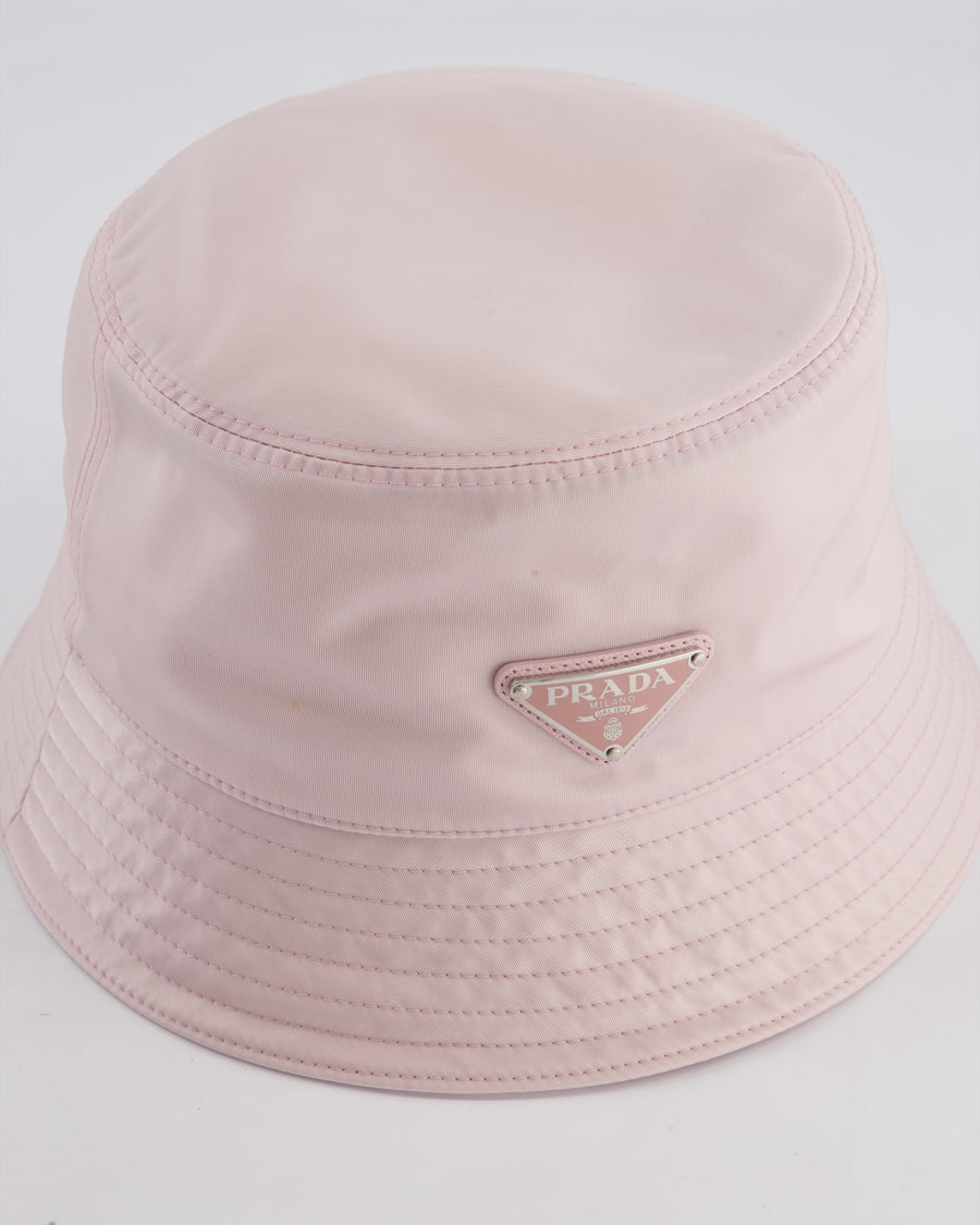 Prada Pink Re-Nylon Bucket Hat with Logo Size L RRP £520