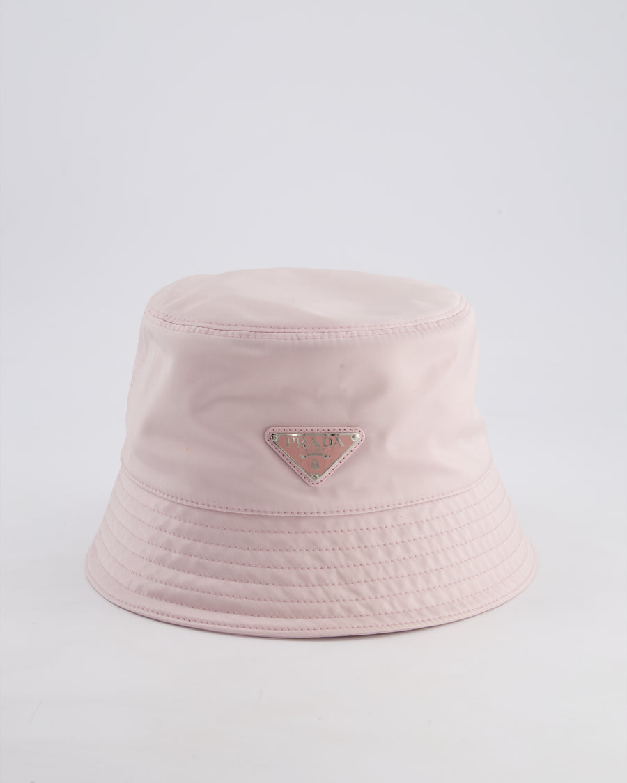 Prada Pink Re-Nylon Bucket Hat with Logo Size L RRP £520