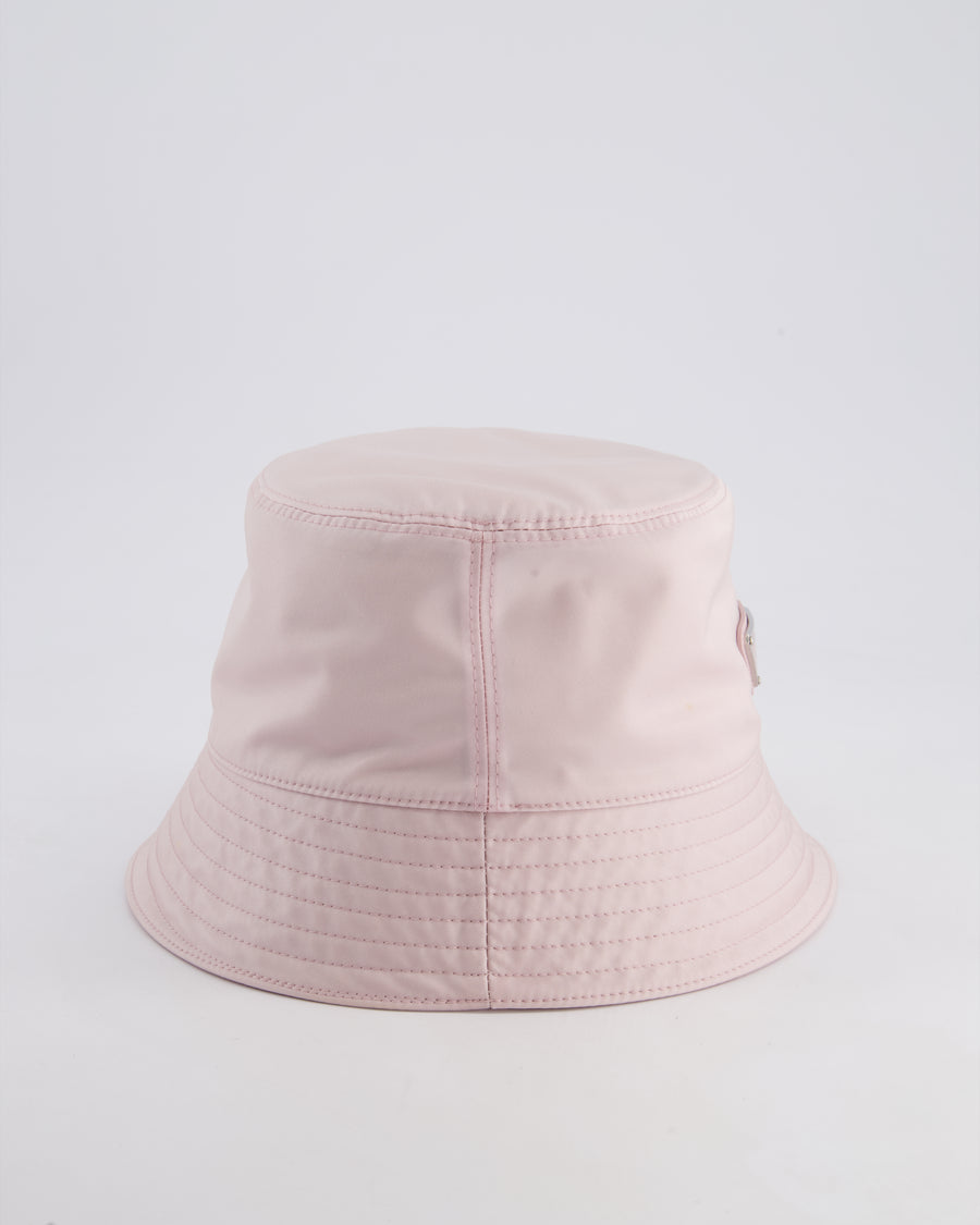 Prada Pink Re-Nylon Bucket Hat with Logo Size L RRP £520