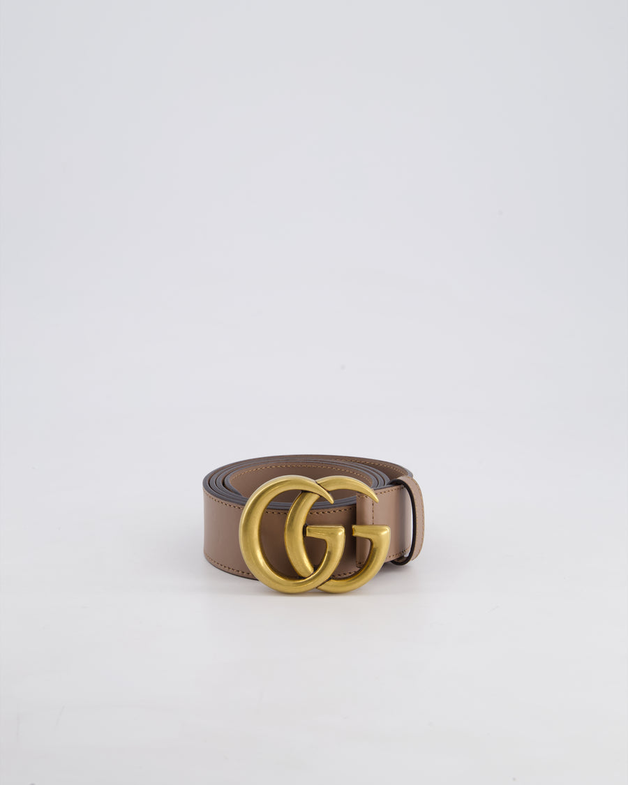 Gucci Taupe GG Logo Marmont Leather Belt Size 70cm