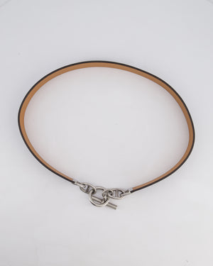 Hermes Black Chaine d'Ancre Leather Belt 3.4cm Width Size 90