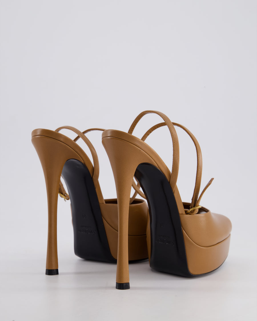 Saint Laurent Brown Platform La Scandale 135 Deerskin Heels Size EU 40