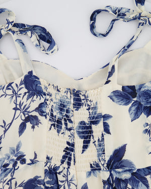Reformation White and Blue Floral Printed Mini Dress Size US 4 (UK 8)