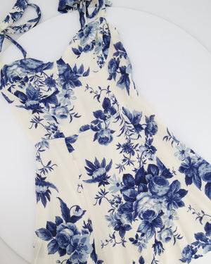 Reformation White and Blue Floral Printed Mini Dress Size US 4 (UK 8)
