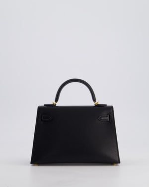 *HOT* Hermès Mini Kelly II 20 Bag In Noir Chèvre Chamkila Leather with Gold Hardware