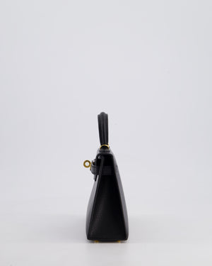 *HOT* Hermès Mini Kelly II 20 Bag In Noir Chèvre Chamkila Leather with Gold Hardware