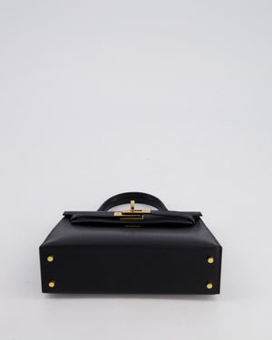 *HOT* Hermès Mini Kelly II 20 Bag In Noir Chèvre Chamkila Leather with Gold Hardware