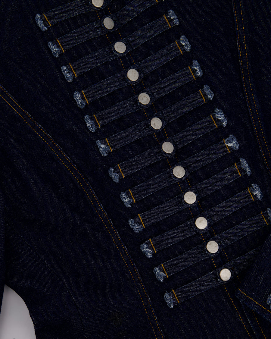 Christian Dior Navy Denim Long Sleeve Jacket with Military-Style Button Details Size FR 42 (UK 14)
