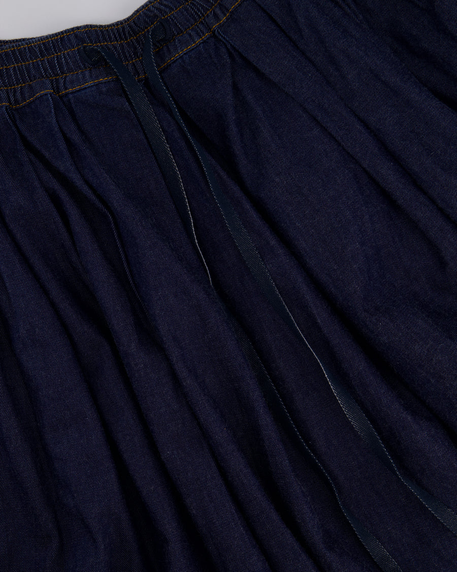 Christian Dior Navy Denim Midi Skirt with Logo Stripe Detail and Elasticated Waist Size FR 42 (UK 14)