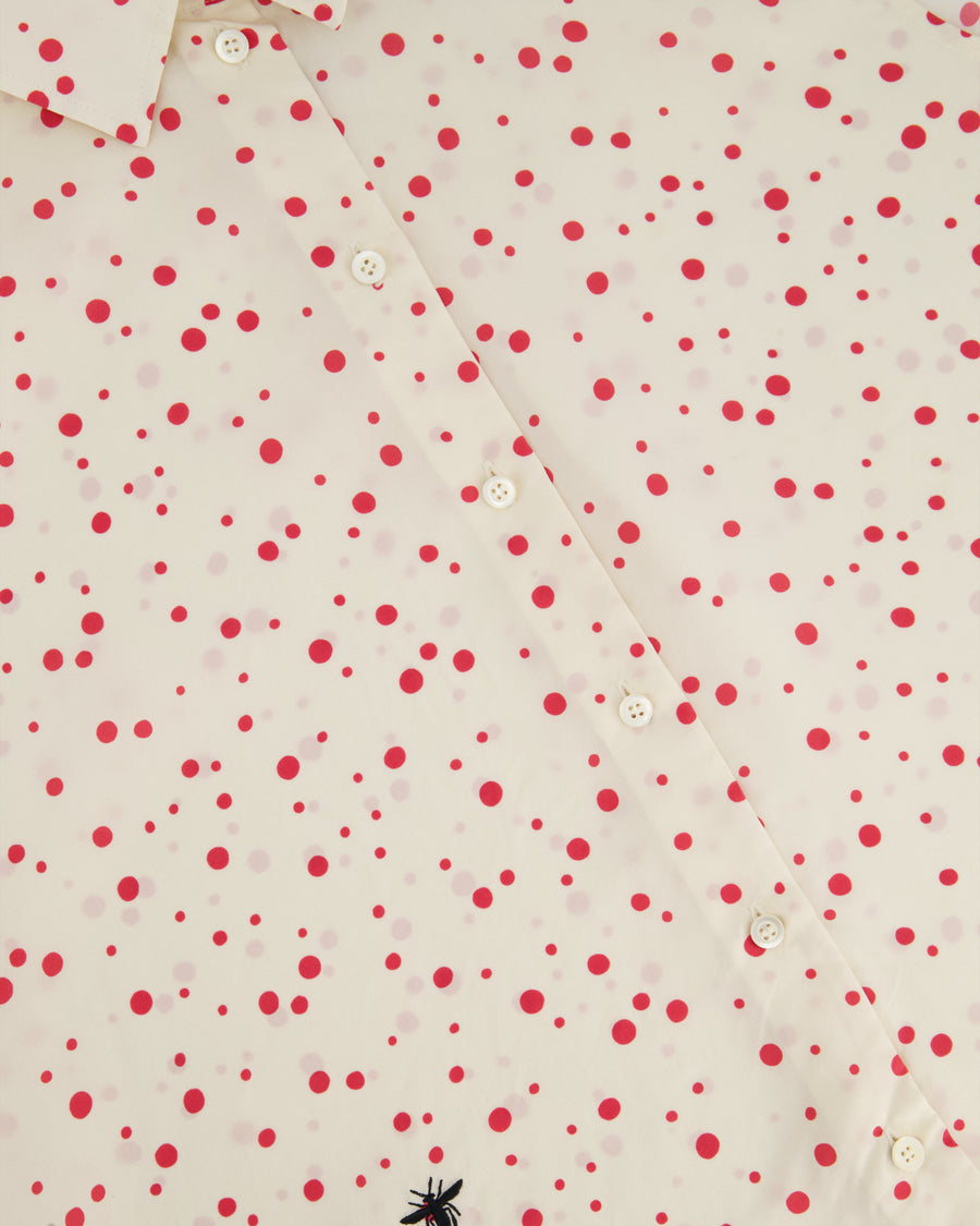 Christian Dior Cream and Red Polka Dot Sleeveless Silk Button Down Blouse Size FR 40 (UK 12)