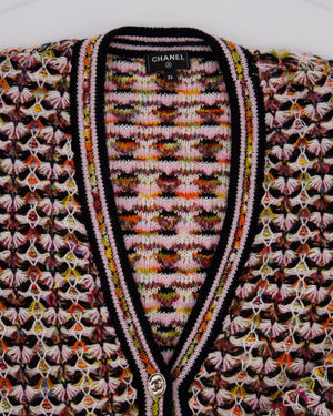 Chanel Multi-Colour Long Sleeve Cashmere Blend Knit Cardigan with Silver CC Logo Buttons Size FR 36 (UK 8)