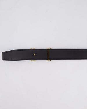 Hermès Blue & Black Reversible Constance Belt with Gold H Au Carre Buckle Size 85cm