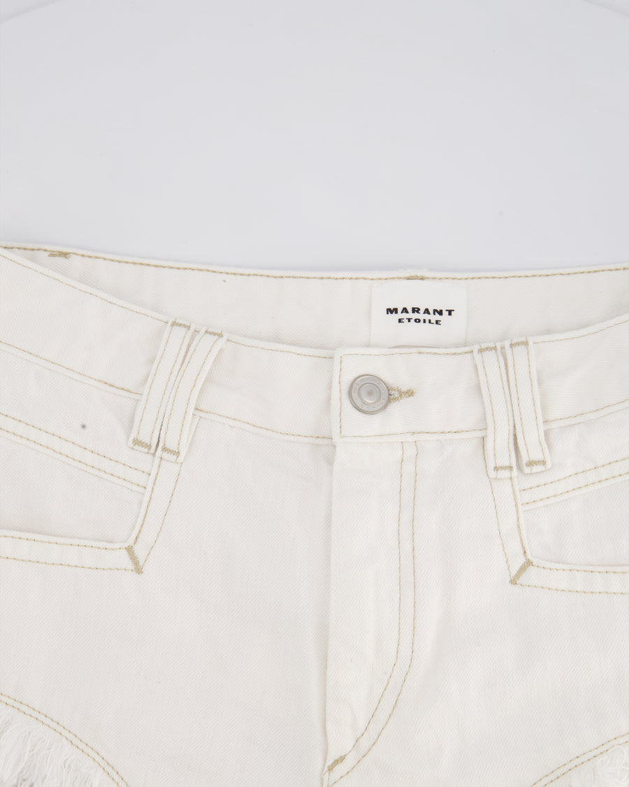 Isabel Marant Etoile Eneidao White Cotton Shorts with Fringes FR 40 (UK 12)