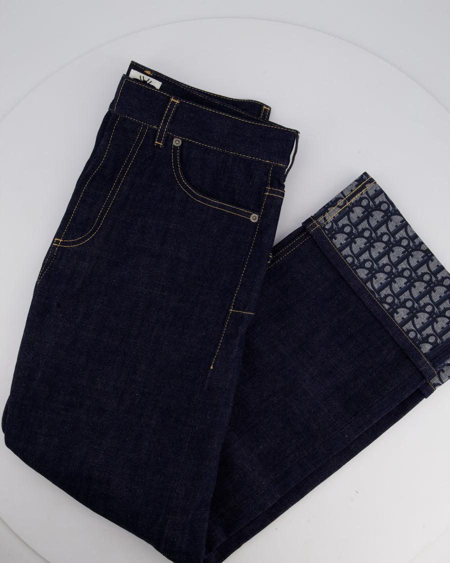 Christian Dior Dark Blue Denim Jeans with Monogram Logo Detail Size FR 34 (UK 6)