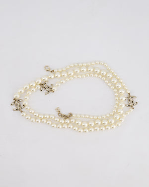 *HOT* Chanel White Pearls Long Necklace with Multiple Crystal CC Charms Detail