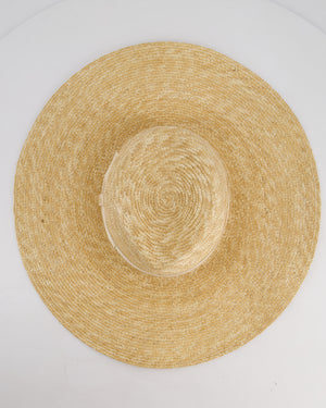Borsalino Beige Raffia Hat with Logo Detail Size S