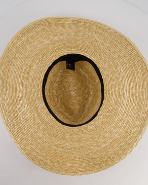 Borsalino Beige Raffia Hat with Logo Detail Size S