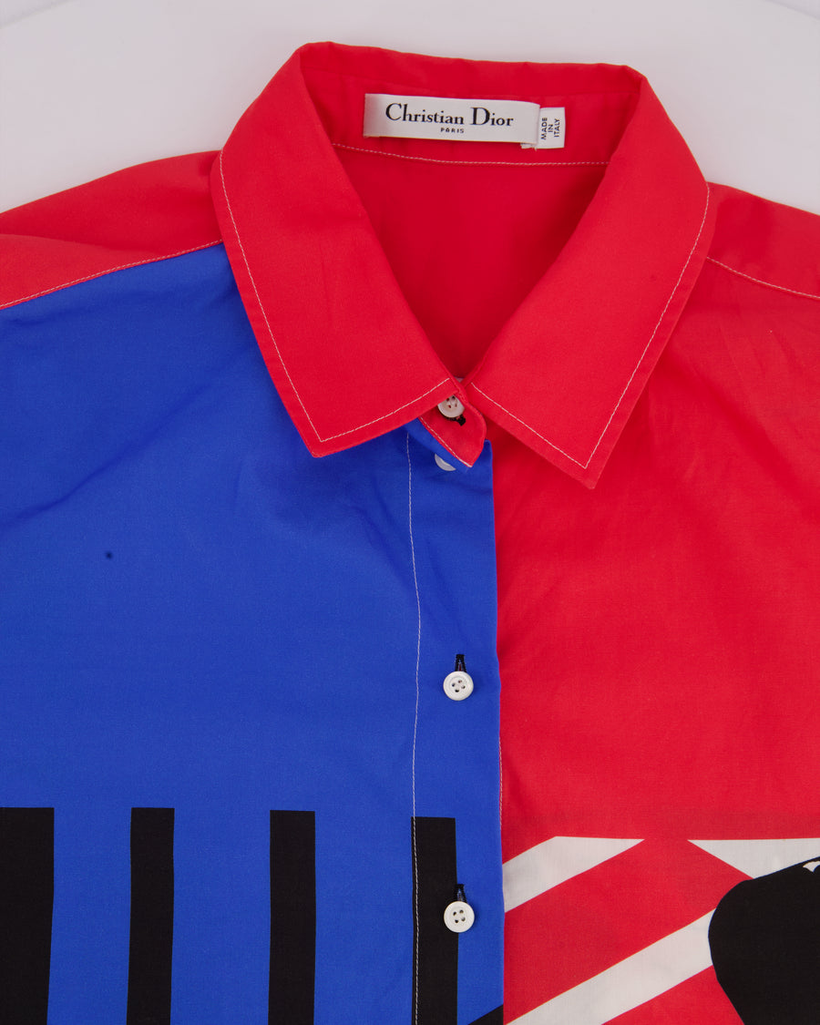 Christian Dior Red, White and Blue Printed Short-Sleeve Shirt and Long Skirt Set Size FR 44 (UK 16)