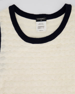 Chanel Cream Sleeveless Midi Dress with Navy Hem and Pocket Detail Size FR 34 (UK 6)