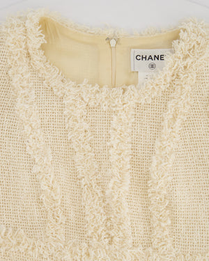 Chanel 10/P Cream Short Sleeve Tweed Midi Dress Size FR 36 (UK 8)