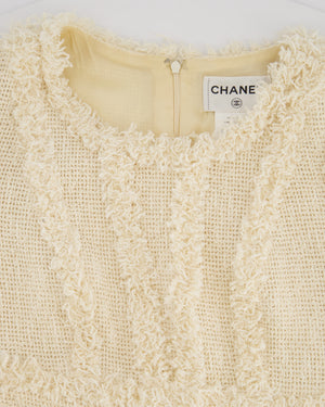 Chanel 10/P Cream Short Sleeve Tweed Midi Dress Size FR 36 (UK 8)