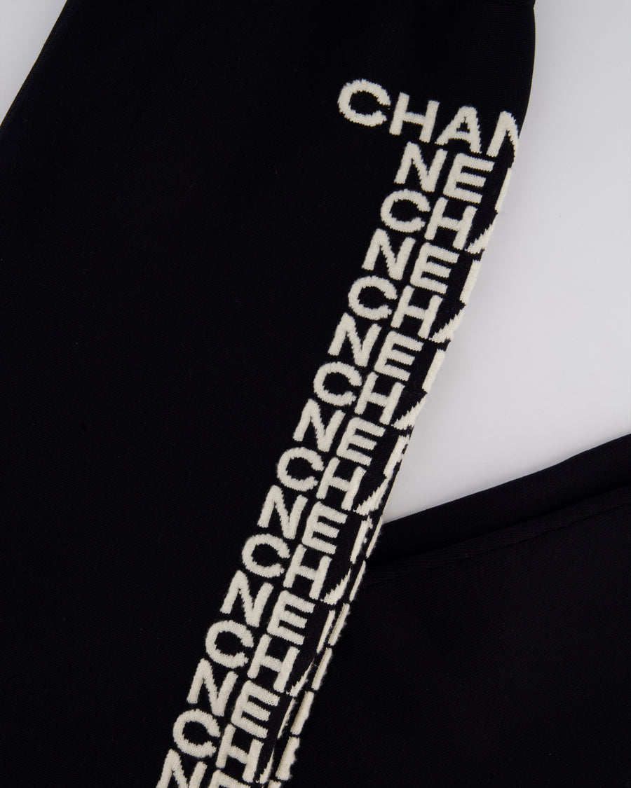 Chanel 19B Black Wool Jogging Bottom with Chanel Embroidery Detail Size FR 44 (UK 14) RRP £1,400