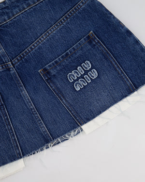Miu Miu Denim Mini Skirt with Logo Detail Size IT 38 (UK 6)