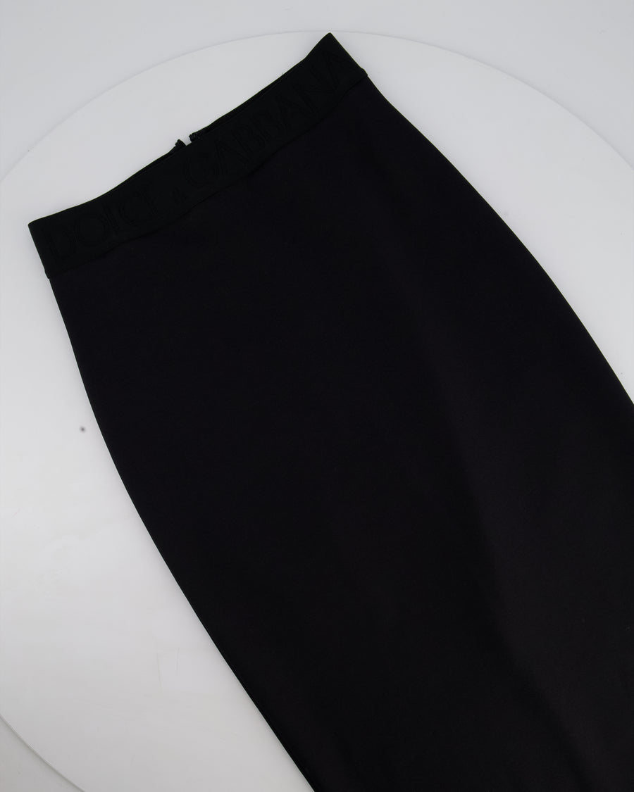 Dolce & Gabbana Black Midi Pencil Skirt with Logo Size IT 40 (UK 8)